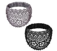 Boho-Chic Crystal & Pearl Embellished Elegant Floral Beaded Wide Headbands, Boho Chic Headband for Women (2PCS-E)