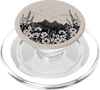 Boho Chic Floral Forest Nature Mountain Moon Sun Monochrome PopSockets PopGrip pour MagSafe