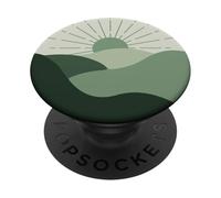 Boho Chic Soleil Minimal Paysage Vert Sauge Montagne Coucher de Soleil PopSockets PopGrip Adhésif