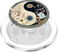 Boho Chic Yin Yang Zen Symbol Floral Flowers Stylish Trendy PopSockets PopGrip pour MagSafe