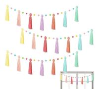 Boho Classroom Garland - 3pcs Decorative Tassel Banner String for Party Supplies, Christmas Photography, School Bulletin, Nursery, Ceiling, Library with Handmade Cotton Craft Design, Multi-Use Hanging