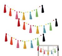 Boho Classroom Garland - 3pcs Decorative Tassel Banner String for Party Supplies, Christmas Photography, School Bulletin, Nursery, Ceiling, Library with Handmade Cotton Craft Design, Multi-Use Hanging