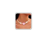 Boho Collier De Plage En Coquillage Blanc Collier De Coquillage Simple Collier De Fleurs Roses Collier Floral Hawaïen Mignon Perles Chaîne Minimaliste Tropical Vacances D'été Corde Fine Tressée Femmes