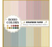 Boho Colored Striped Scrapbook Paper: Collection of double sided decorative geometric stripe boho colors patterned print paper sheets for scrapbooking, collage, card making and more DIY craft projects