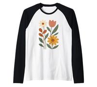 Boho Cottage Core Fleurs sauvages rétro Fleurs botaniques florales Manche Raglan