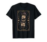 Boho Cottagecore Carte de Tarot Motif têtes de Mort et Phases de Lune T-Shirt