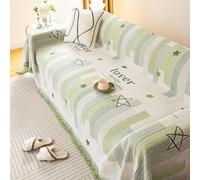 Boho Couch Cover Living Room Sofa Cover Double-Sided Chenille Sofa Towel Sofa Slipcover Loveseat Cover Anti Cat Claw Sofa Blanket Full Cover Sofa Cover(Green,340 * 180cm)