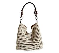 Boho Crochet Tote Bag Woven Beach Bag With Beaded Handles Removable Pouch