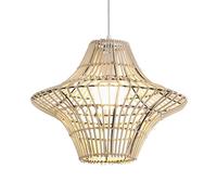 Boho Dining Room Light Modern Ceiling Hanging Light 1-Pack Bamboo Handwoven Chandelier Cage Wicker Fixturs For Farmhouse & Living Room Restaurant Bedroom 15.7" - E26 Bulb