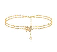 Boho Double for Women Pendant Foot Chains Charm Beach Anklets Rosary Bracelet
