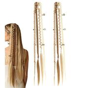 Boho Dreadlocks Clip-In Hair Extensions With Beads & Pendant - 20-Inch Clip | Premium Gypsy Synthetic Hair Extensions With Vintage Charms, Heavy-Duty Clip-In Hippie Dreadlock Accents, Textured