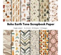 Boho Earth Tone Scrapbook Paper 8x8 - Abstract & Modern Patterns (36 Sheets): Single-Sided Paper for Scrapbooking, Junk Journals, Card Making & Mixed Media Projects