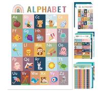 Boho Educational Posters, Learning Charts, Interactive Wall Set, Skill-Building Decor, Preschool Development Tools for Boy Girl Home Travel Playroom School Classroom Use 16,54 x 11,02 x 0,16 in