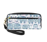 Boho Elephant Petite trousse de maquillage de voyage pour femme, trousse de maquillage durable avec fermeture éclair, Noir , Taille unique, Trousse de maquillage