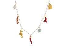 Boho enveloppe Seahorse Shell Ocean Pearl Collier Gold plaqué ternis en Acier Inoxydable Bijoux pour la fête