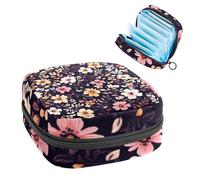 Boho Esthétique Little Florals Sac de rangement hygiénique pour serviettes hygiéniques Grande pochette pour tasse menstruelle avec fermeture éclair, sac de rangement pour serviettes hygiéniques pour