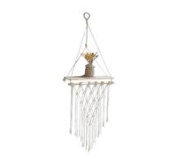 Boho Étagères Tapestry Mur | Étagères Murales De Décoration Boho En Bois Avec Tapisserie | Étagère Suspendue De Style Nordique Avec Des Glands | Corde À Fil De Coton Pour Chambre, Salon, Entrée, Décor