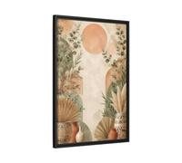 Boho Eucalyptus Sun Framed Canvas Print Wall Art - Living Room Decor, Above Couch 20×30 inch (50×75 cm) - Vertical/Black / 1.25 inch (3 cm)