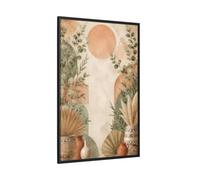 Boho Eucalyptus Sun Framed Canvas Print Wall Art - Living Room Decor, Above Couch 32×48 inch (80×120 cm) - Vertical/Black / 1.25 inch (3 cm)