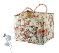Boho Fabric Storage Basket, Boho Floral Laundry Baskets, Collapsible Laundry Hamper with Easy Carry Handles (#07)