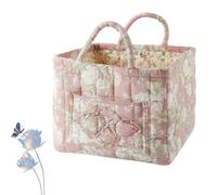 Boho Fabric Storage Basket, Boho Floral Laundry Baskets, Collapsible Laundry Hamper with Easy Carry Handles (#09)