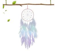 Boho - Filet de rêve à plumes fait main avec perles décoration murale pour mariage, fête, chambre, accent élégant pour la maison, élément