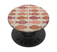Boho Fish Pattern Ocean Marine Life Folk Art Aesthetic PopSockets PopGrip Adhésif