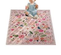 Boho Floor Mat - Crystal Velvet Polyester 230cm, Washable Flower Mat, Soft Decorative | Non-Slip Decor, Vintage Velvet Cover For Living Room, Bedroom, Kitchen, Nursery, Hallway