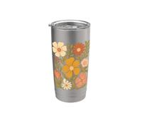 Boho Floral Bloom Vintage Fleur Art Gobelet isotherme en acier inoxydable double paroi