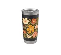 Boho Floral Bloom Vintage Fleur Art Gobelet isotherme en acier inoxydable double paroi
