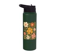 Boho Floral Bloom Vintage Fleur Art Stainless Steel Insulated Water Bottle