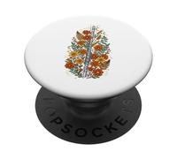 Boho Floral Flute Instrument Musician PopSockets PopGrip Adhésif