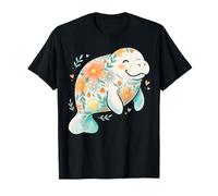 Boho Floral Manatee Summer Ocean Beach Sea Animal Lovers T-Shirt