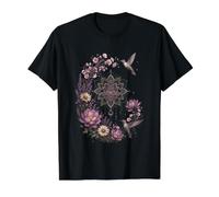 Boho Floral Mandala Colibri Lotus Céleste T-Shirt Graphique avec Valeur, Homme, Noir, XL