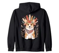 Boho Floral Pembroke Welsh Corgi Corgis Sweat à Capuche