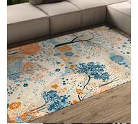 Boho Floral Tapis 210 x 240 cm Abstrait Arbre et Fleur Motif Tapis Lavable Doux à Poils Ras Vivre Chambre de bébé Chambre à Coucher