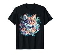 Boho Floral Tête de Loup Spirituelle Nature Magie T-Shirt