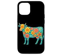 Boho Floral Vache décorative Animal Art Illustration Fleurs Coque pour iPhone 12/12 Pro