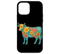 Boho Floral Vache décorative Animal Art Illustration Fleurs Coque pour iPhone 12 Mini