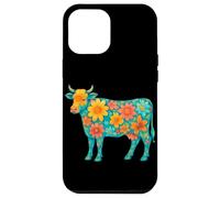 Boho Floral Vache décorative Animal Art Illustration Fleurs Coque pour iPhone 12 Pro Max
