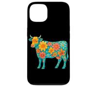 Boho Floral Vache décorative Animal Art Illustration Fleurs Coque pour iPhone 13