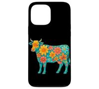 Boho Floral Vache décorative Animal Art Illustration Fleurs Coque pour iPhone 13 Pro Max