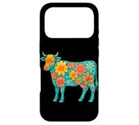 Boho Floral Vache décorative Animal Art Illustration Fleurs Coque pour iPhone 17 Pro
