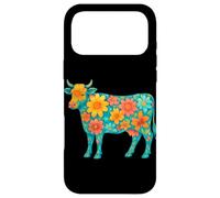 Boho Floral Vache décorative Animal Art Illustration Fleurs Coque pour iPhone 17 Pro Max