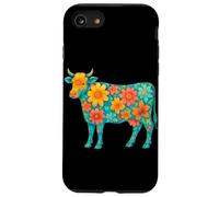 Boho Floral Vache décorative Animal Art Illustration Fleurs Coque pour iPhone SE (2020) / 7/8