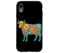Boho Floral Vache décorative Animal Art Illustration Fleurs Coque pour iPhone XR