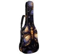 Boho Flower Butterfly Sac pour guitare acoustique avec bandoulière réglable et crochet arrière, convient pour guitares électriques, basses, guitares classiques, ukulélé, Fleur Boho Papillon,