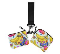 Boho Fruit Banana Colorful Fashion Porte-monnaie Porte-cartes Grande capacité Fermeture éclair Dragonne Portefeuille pour femme 2 pièces, Boho Fruit Banane Colorée, 1 taille, Décontracté, Boho Fruit
