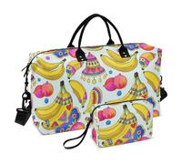 Boho Fruit Banana Colorful Fashion Sac de sport avec sangle réglable pour voyage en avion 2 pièces