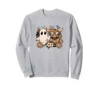 Boho Ghost Highland Cow Autumn Woman Fall Sweatshirt